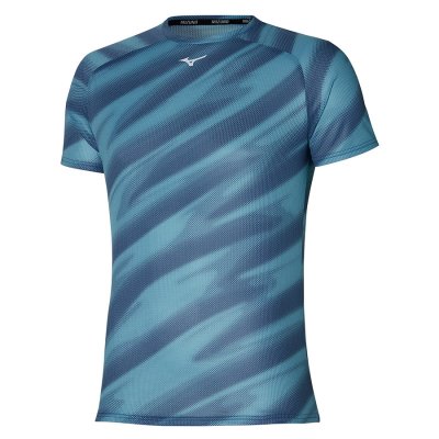 Camisa Mizuno Dryaeroflow Estampados Tee Hombre Azules - Chile M921LZDNJP